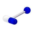 Stainless Steel with UV White/Blue Pill Barbell Sold as a Pair