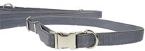 Set Hundeleine und Halsband reflektierend grau, 19mm