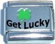 Clearly Charming Get Lucky Enamel Green Clover Laser Etched Italian Charm