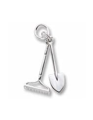 Rembrandt Charms, Rake & Shovel Charm in Solid Sterling Silver or Gold