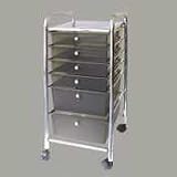 Advantus 34005 Portable six-drawer organizer, chrome metal frame/drawer pulls, smoke drawers