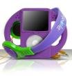 (*) iFrogz Tadpole Case & Headphone Set (PURPLE) for iPod 5G/Classic *open*