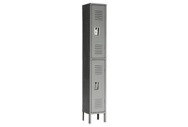 Double Tier Republic Locker 12x12x30 2 Door Ready To Assemble Gray