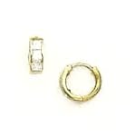 14k Yellow 2 mm Square CZ Childrens Hinged Earrings - JewelryWeb