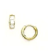 Childrens Toyshop  Jewelry : 14k Yellow 2 mm Square CZ Childrens Hinged Earrings