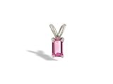 14K White Gold Emerald-cut Created Pink Sapphire Pendant