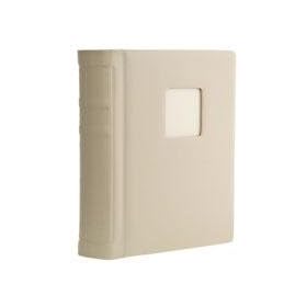 Flashpoint Bella Book Bound Album, Holds 36 8 x 10 Photos, with Window, Color: Ivory Pages, Ivory Cover with Gold Foil and Gold Metal Edged.