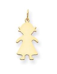 Genuine IceCarats Designer Jewelry Gift 14K Plain Small .018 Gauge Engravable Girl Charm