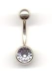 Titanium Aztec Gold Jeweled Navel Bar with a Crystal Swarovski stone in 14 gauge by 3/8