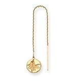 14K Boston Red Sox Disc W/Socks Threader Earrings