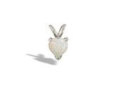 14K White Gold Genuine Heart Opal Pendant