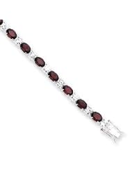 Sterling Silver Garnet & Cz Bracelet
