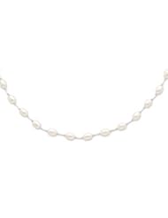 Sterling Silver 6-6.5mm White Freshwater Cultured Pearl 18 inches Necklace with Short Straight Spacers