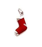 Enameled Sterling Silver Stocking Charm. Measures 1 Inch Long By 1/2 Inch Wide