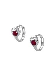 Baby 14K White Gold Heart January Birthstone Huggie Hoop Earrings