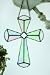J Devlin Orn 180 Cross w/Center Bevel Stained Glass Ornament - Clear Iridized