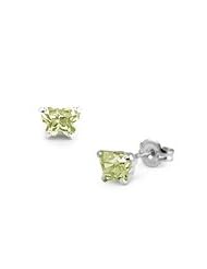 Children 14K White Gold Peridot C.Z. Butterfly Stud Earrings
