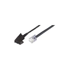 Anschlusskabel, TAE-F-Stecker - RJ11(6p4c)-Stecker, Belegung: universell (a/b - 2+3/4+5), Kabel: 4-adrig, flach und schwarz, 3,00 m