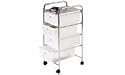 4 TIER PLASTIC DRAWERS WITH CHROME STEEL TUBE FRAME WHITE