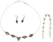 Girls Jewelry Set - Necklace Bracelet and Earring Sterling Silver and Rosequartz Gemstones (gnklcs276)