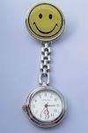 QUALITY QUARTZ NURSE MIDWIVES POCKET FOB WATCH SMILEY FACE YELLOW STAINLESS STEEL GIFT