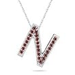 0.24 Cts Red Diamond N Initial Pendant in 14K White Gold