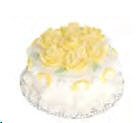 Dollhouse Miniature White Cake with Yellow Roses