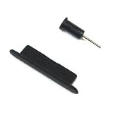 #3: BIGtec 5′er Pack iPhone 4 / 4 S Zubehör SET: Staub Schutz Dock Stöpsel Wasserschutz + Headsetöffnungsschutz mit Sim Karten Nadel in schwarz iPhone Staubschutz BLACK EDITION