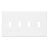 Four Gang Thermoplastic Switch Plate, White