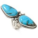 Chaco Canyon Southwest Turquoise Sterling Silver Elongated Ring
