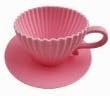 4pcs Bake & Serve Cupcake Set Silicon Bake Cup Cake Mold Tea Cups & Saucers