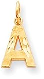 Diamond Cut Block Letter Charm, Yellow Gold