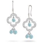 2.70 Cts Clover Shaped Aquamarine Dangle Earrings in Sterling Silver