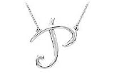 14K White Gold Letter P Script Pendant