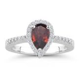 0.25 Cts Diamond and 3.50 Cts Garnet Ring in Platinum