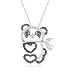 Black Diamond Accent Teddy Bear Heart Pendant in Silver with Black Rhodium
