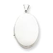 Sterling Silver Polished 26mm 2-frame Oval Locket with 20 inch Sterling Silver Chain