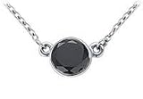 14K White Gold : Bezel Set Round Black Diamond Solitaire Pendant - 1.25 CT. TW.