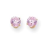Sardelli - 14k Gold 6mm Pink Cubic Zirconia Post Earrings