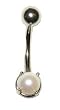 Cultured White Pearl 14 karat Gold Belly Button Ring