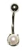 Cultured White Pearl 14 karat Gold Belly Button Ring