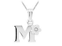 Cheap Girls Jewelry Girls Jewelry - Silver Diamond Initial M Flower Pendant Necklace (14-16 in) For Sale