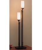 Hubbardton Forge 26-8413-03-ZW63 Metra Twin 1 Light Table Lamp in Mahogany with Soft Amber glass