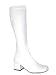 GOGO 3" Stretch Knee Boot, White Pu-Size 9