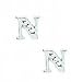 14k White 1.5 mm Round CZ Initial N Friction-Back Earrings