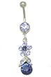 Stainless Steel Flower Belly Ring with Blue CZ