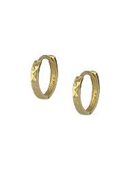 Childrens Jewelry - 14K Yellow Gold Diamond Cut Huggie Hoop Earrings
