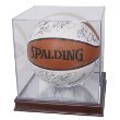 BCW BallQube Grandstand Basketball / Soccer Ball Holder with Wood Base and UV - Sports Memoriablia Display Case - Sportscards Collecting Supplies
