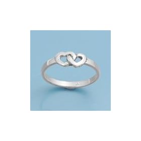 Sterling Silver Ring - Twin Hearts: Jewelry