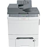Lexmark X546dtn - Multifunction ( fax / copier / printer / scanner ) - color - laser - copying (up to): 23 ppm (mono) / 23 ppm (color) - printing (up to): 23 ppm (mono) / 23 ppm (color) - 900 sheets - 33.6 Kbps - Hi-Speed USB, 10/100 Base-TX, USB host